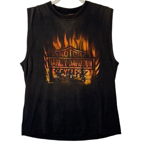 Vintage Harley-Davidson thunder bay Canada Mens faded medium tank top - Picture 2 of 16